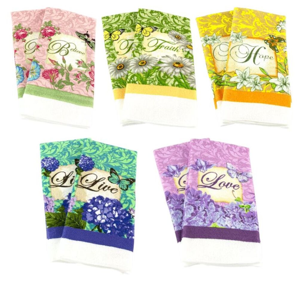 Sunflower Garden 10pc Inspirational Butterfly & Floral Themed Kitchen Towel Set